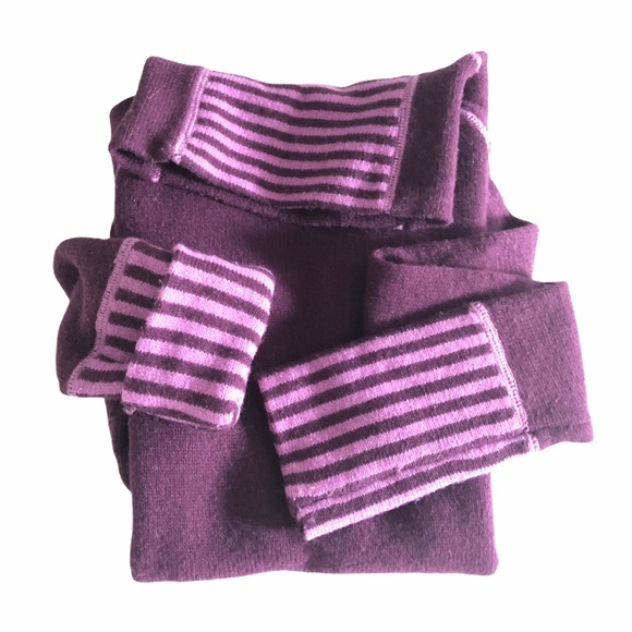 Dakini Mock Neck Lambswool Striped Bright Purple Sweater, sz. XS - Picture 10 of 10